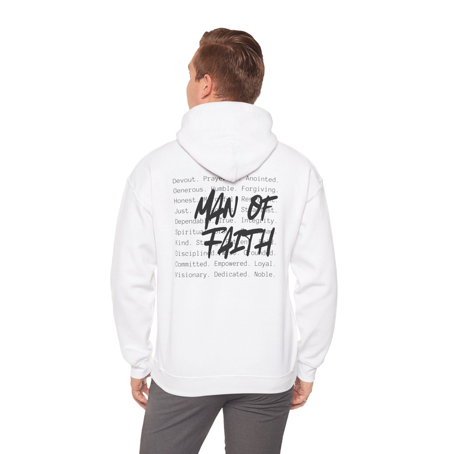 Man of Faith Hoodie — Inspirational Christian Script Pullover