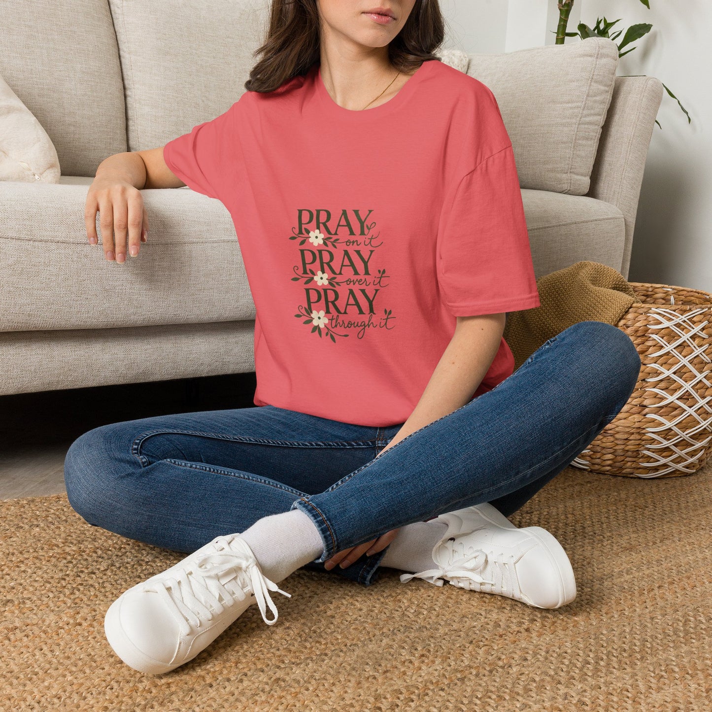 Floral "Pray On It, Pray Over It, Pray Through It" Tee