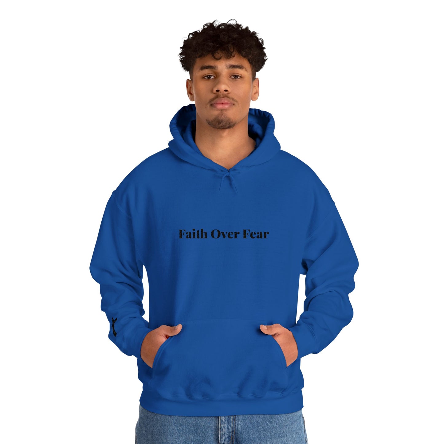 Faith Over Fear Hoodie — Minimal Christian Cross Pullover