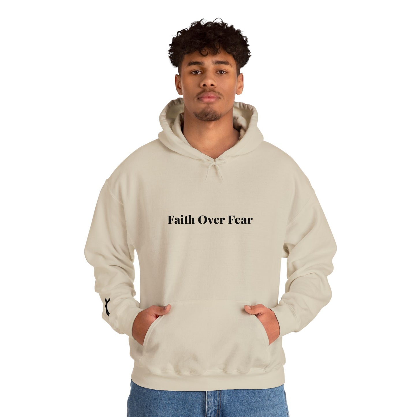 Faith Over Fear Hoodie — Minimal Christian Cross Pullover