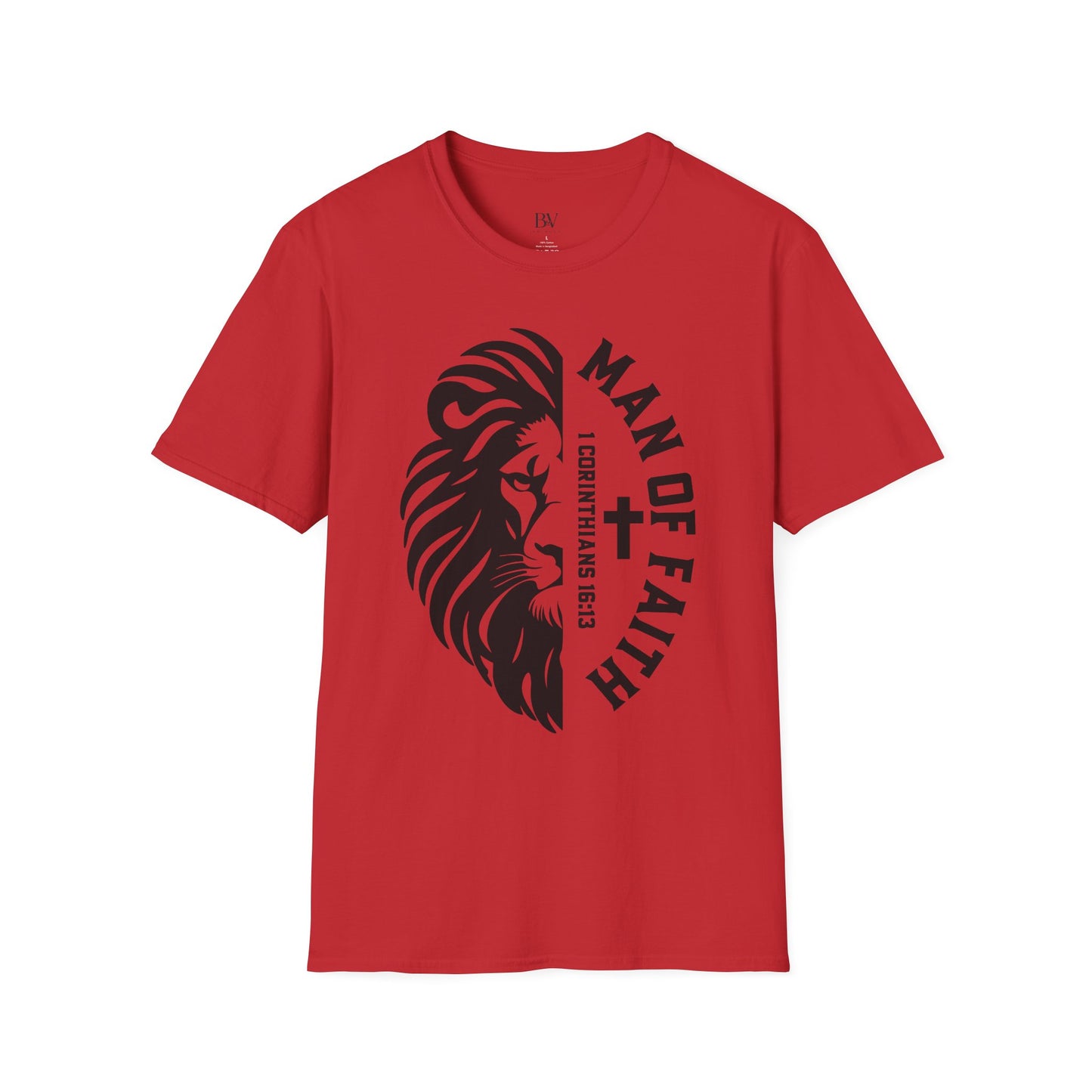 "Man of Faith" Lion T-Shirt — Christian Faith Tee (1 Corinthians 16:13)