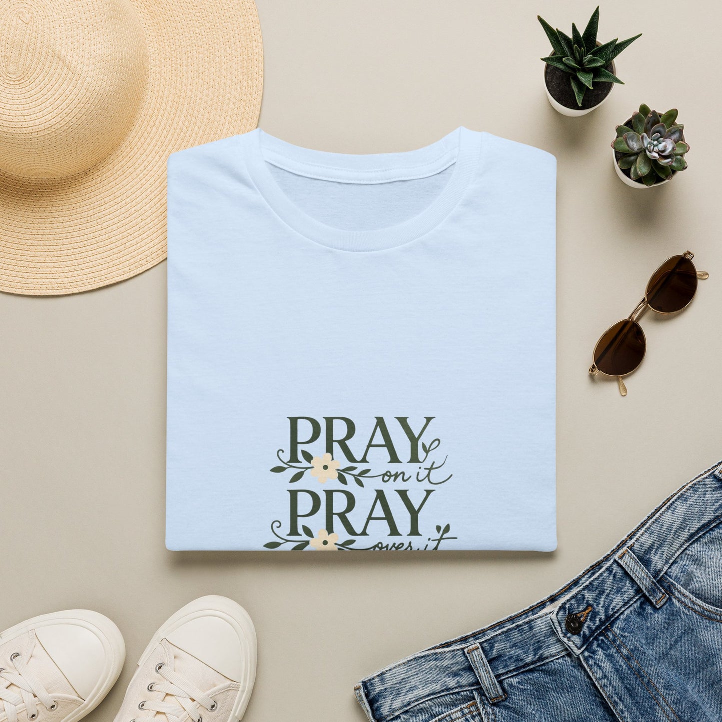 Floral "Pray On It, Pray Over It, Pray Through It" Tee