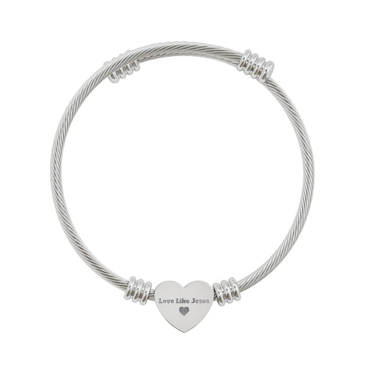Love Like Jesus Heart Cuff Bracelet — Engraved Christian Jewelry