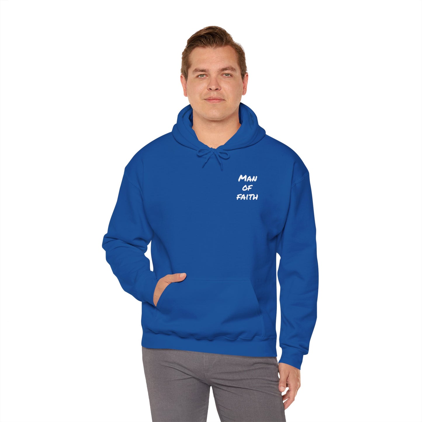 Man of Faith Hoodie — Inspirational Christian Script Pullover