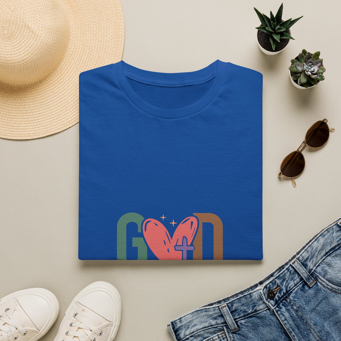 God With Heart Cross T-Shirt — Faith-Based Inspirational Tee