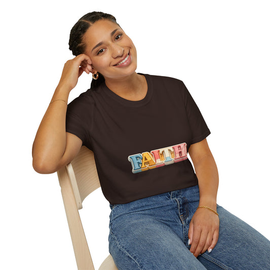 Faith Patchwork Graphic T-Shirt — Colorful Faith Graph Tee