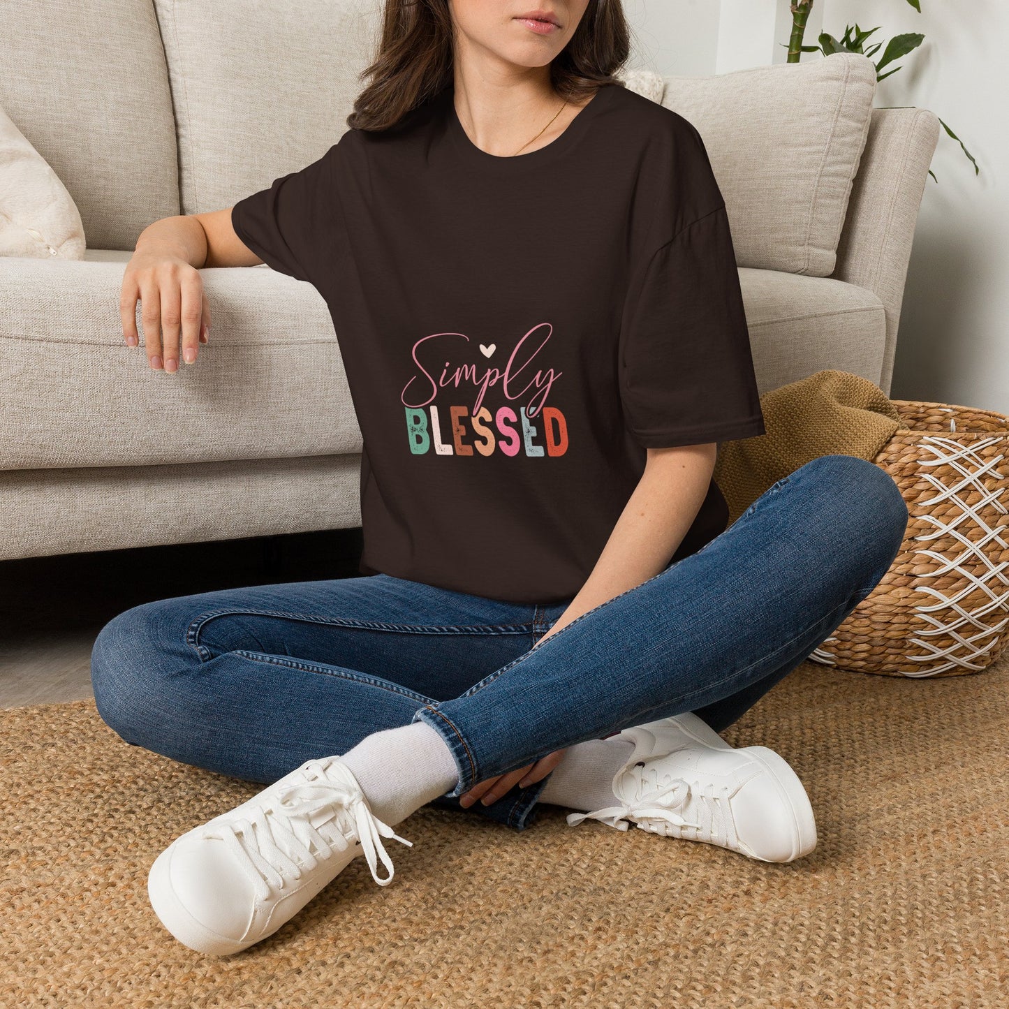 Simply Blessed T-Shirt — Pastel Script Faith Tee