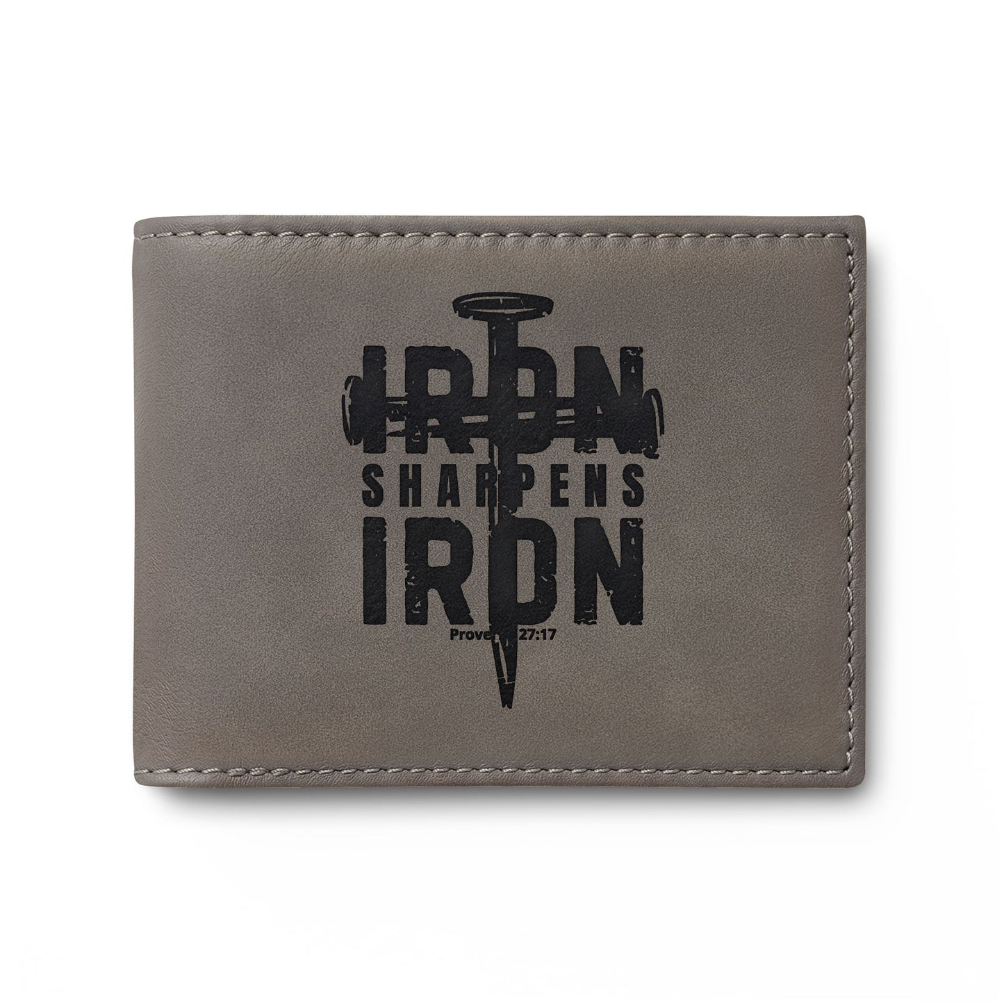 Bi-Fold Wallet — 'Iron Sharpens Iron' Nail Logo Leather Wallet