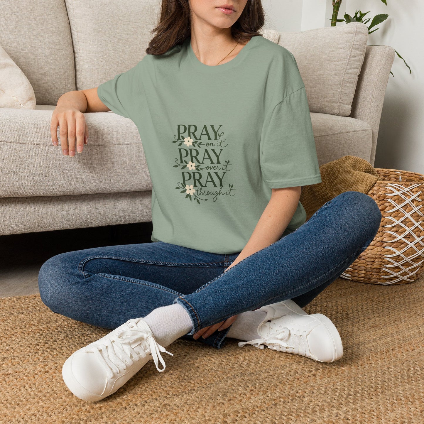 Floral "Pray On It, Pray Over It, Pray Through It" Tee
