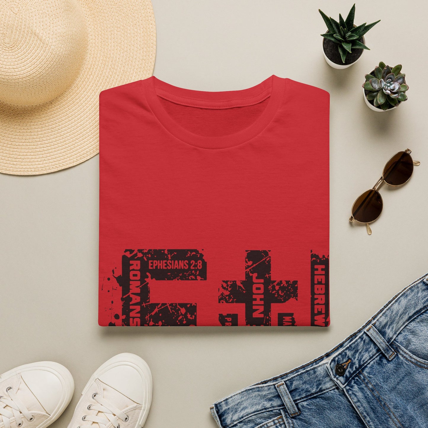 Faith Cross T-Shirt — Christian Scripture Graphic Tee (Ephesians 2:8)