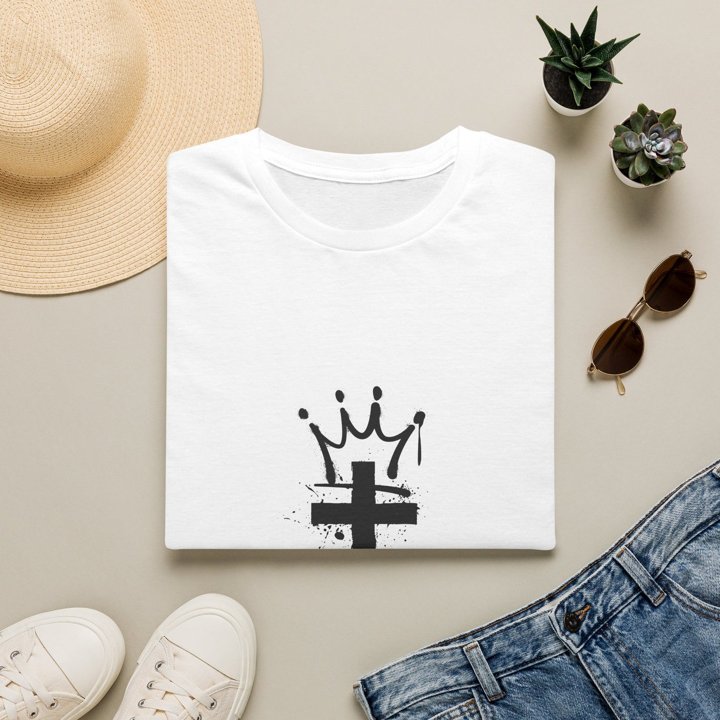 Jesus King T-Shirt — Crowned Cross Faith Graphic Tee