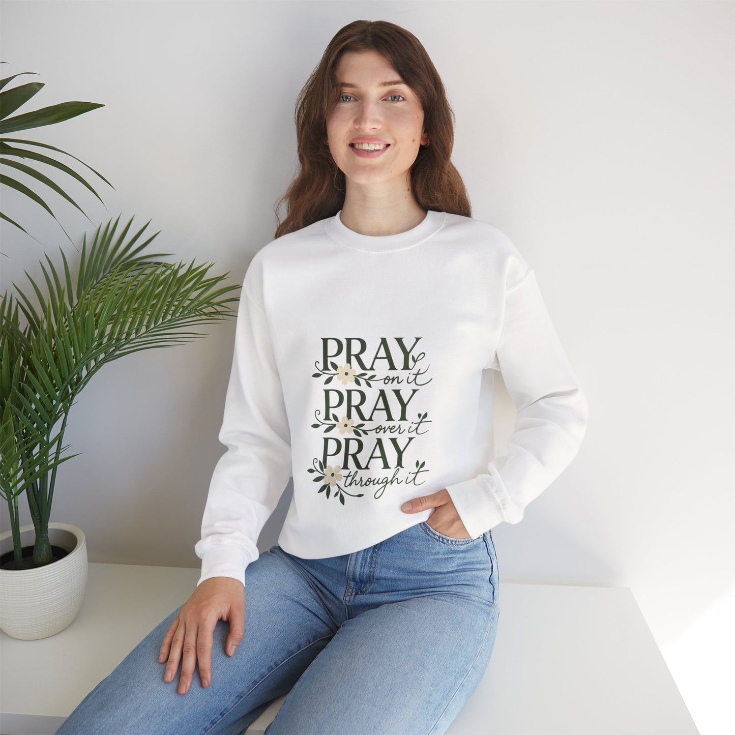 Prayer Floral Crewneck Sweatshirt — Faith-Inspired Christian Pullover