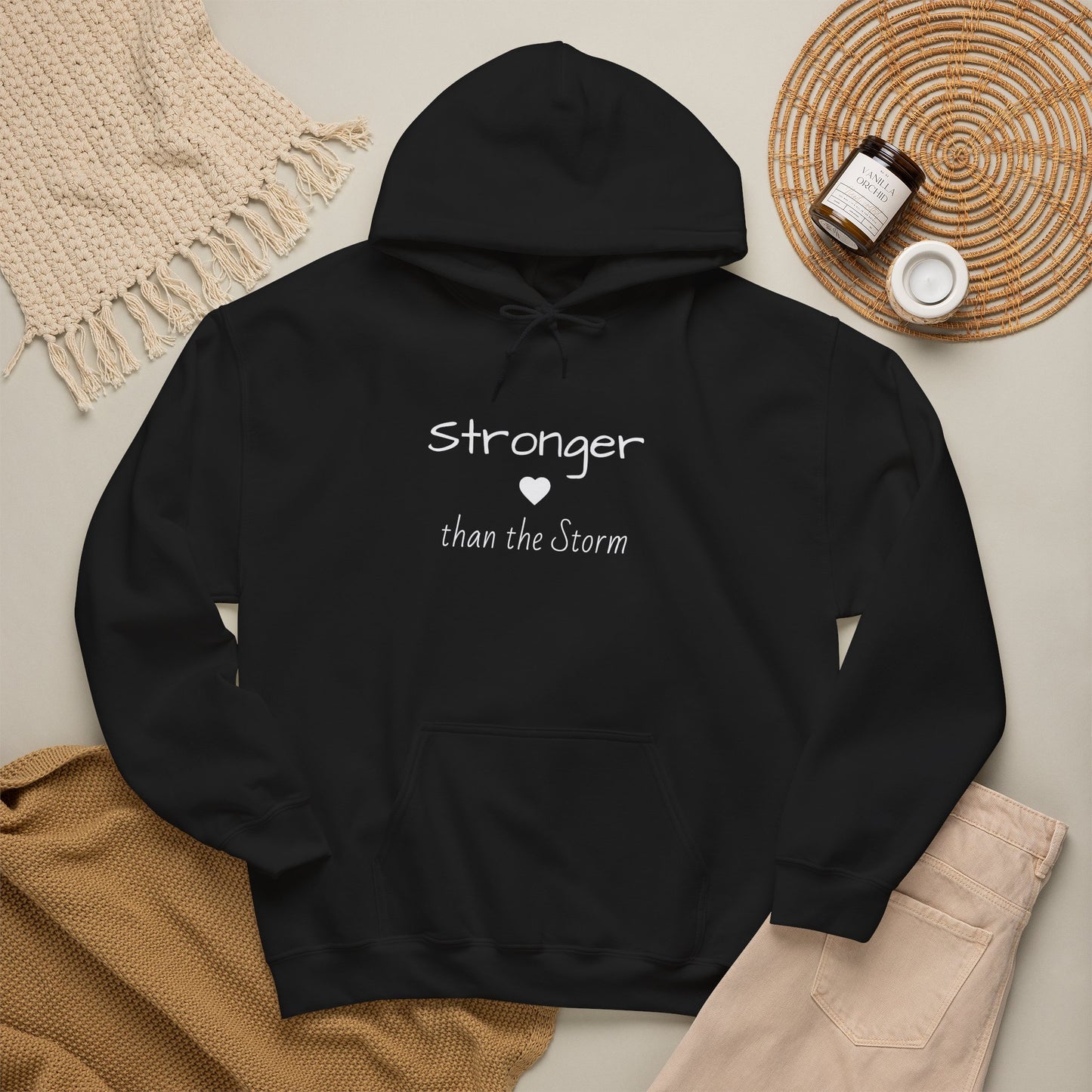 "Stronger than the Storm" Inspirational Pullover Hoodie