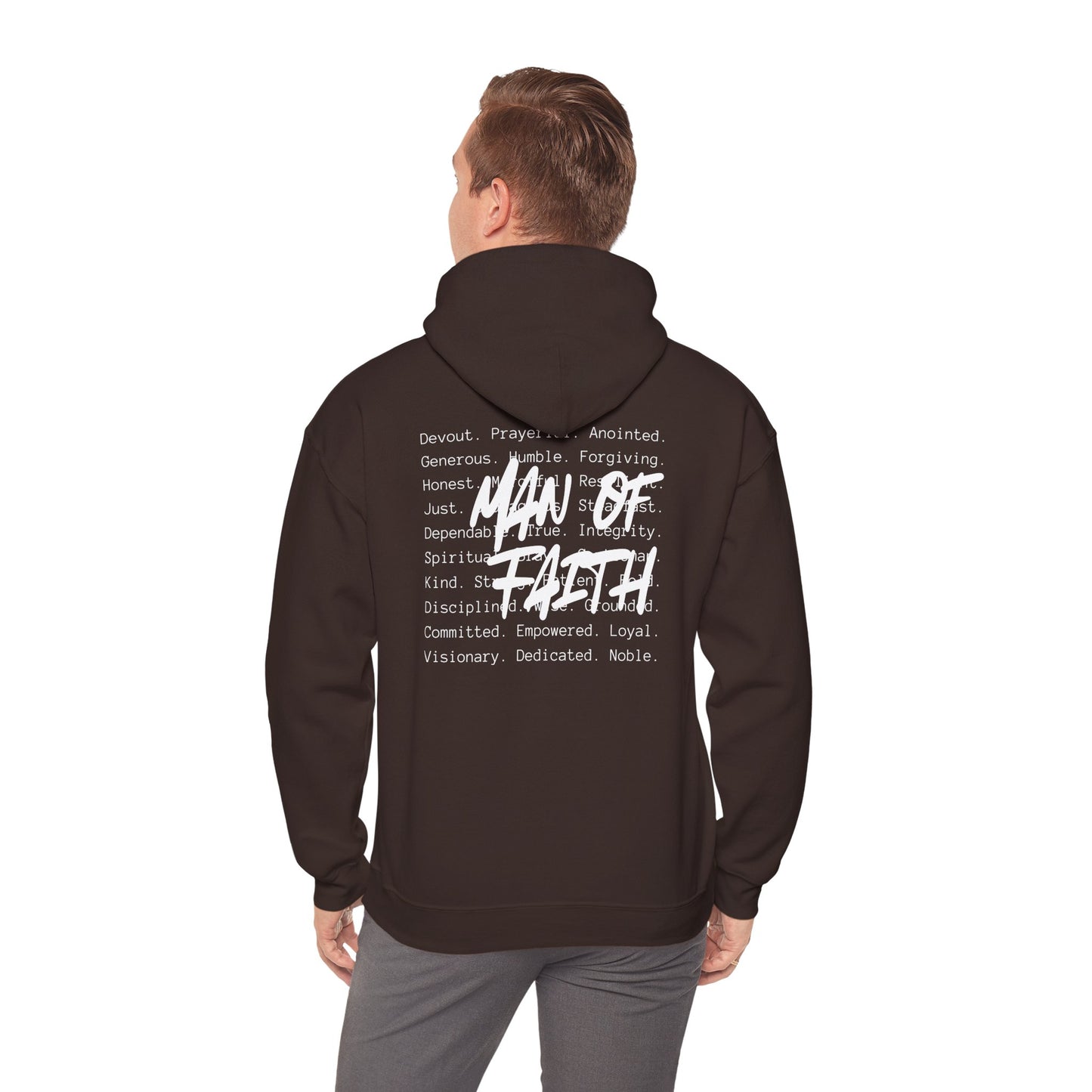 Man of Faith Hoodie — Inspirational Christian Script Pullover