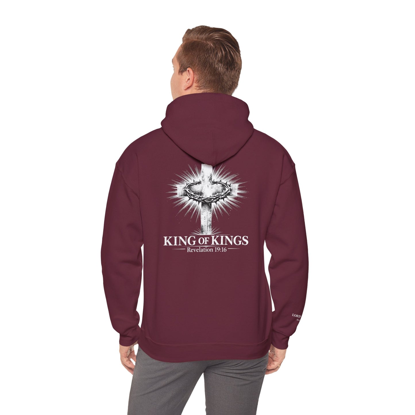 Christian 'King of Kings' Hoodie – Revelation 19:16 Cross Back Design