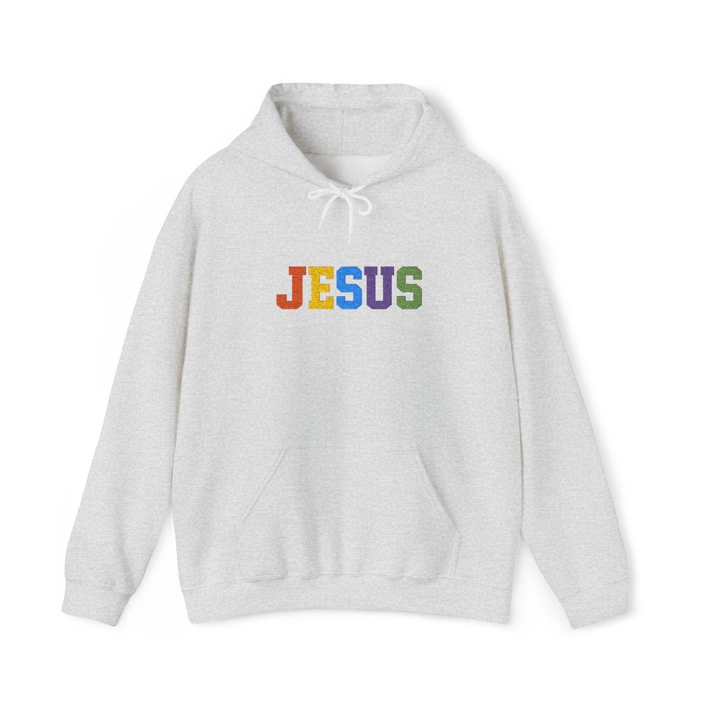 Embroidered Faith-Inspired “JESUS” Pullover Hoodie for Everyday Comfort