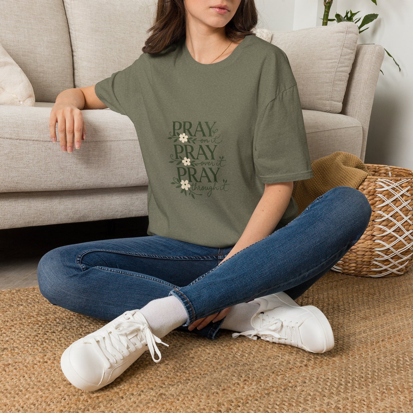 Floral "Pray On It, Pray Over It, Pray Through It" Tee