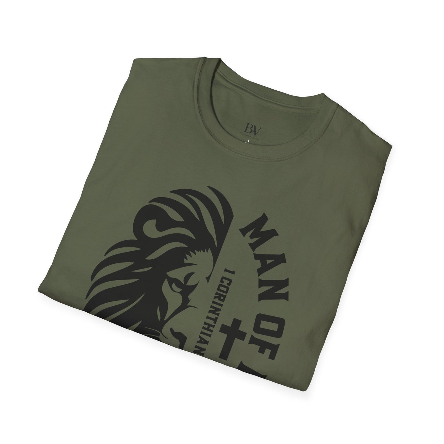 "Man of Faith" Lion T-Shirt — Christian Faith Tee (1 Corinthians 16:13)