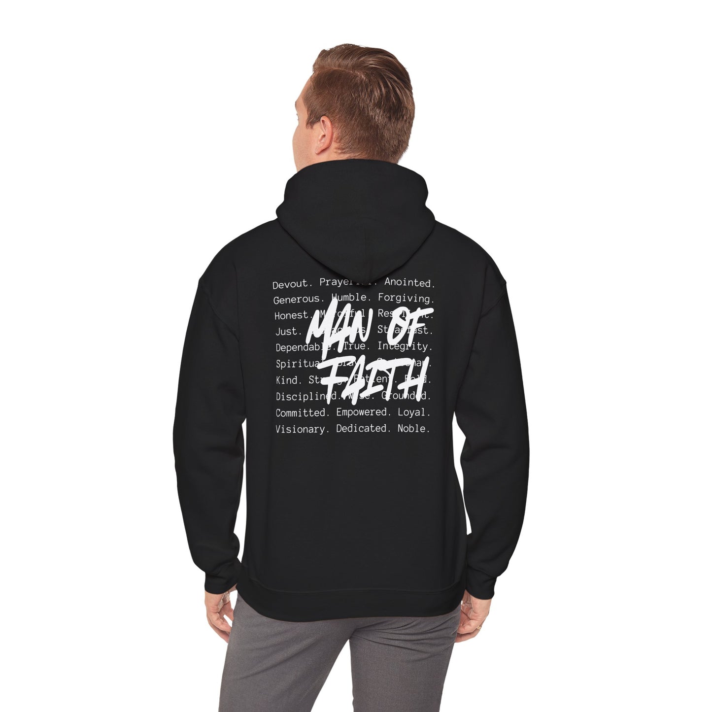 Man of Faith Hoodie — Inspirational Christian Script Pullover