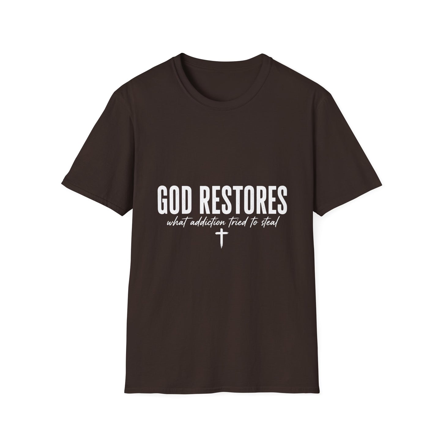 "God Restores" T-Shirt — Inspirational Christian Faith Tee