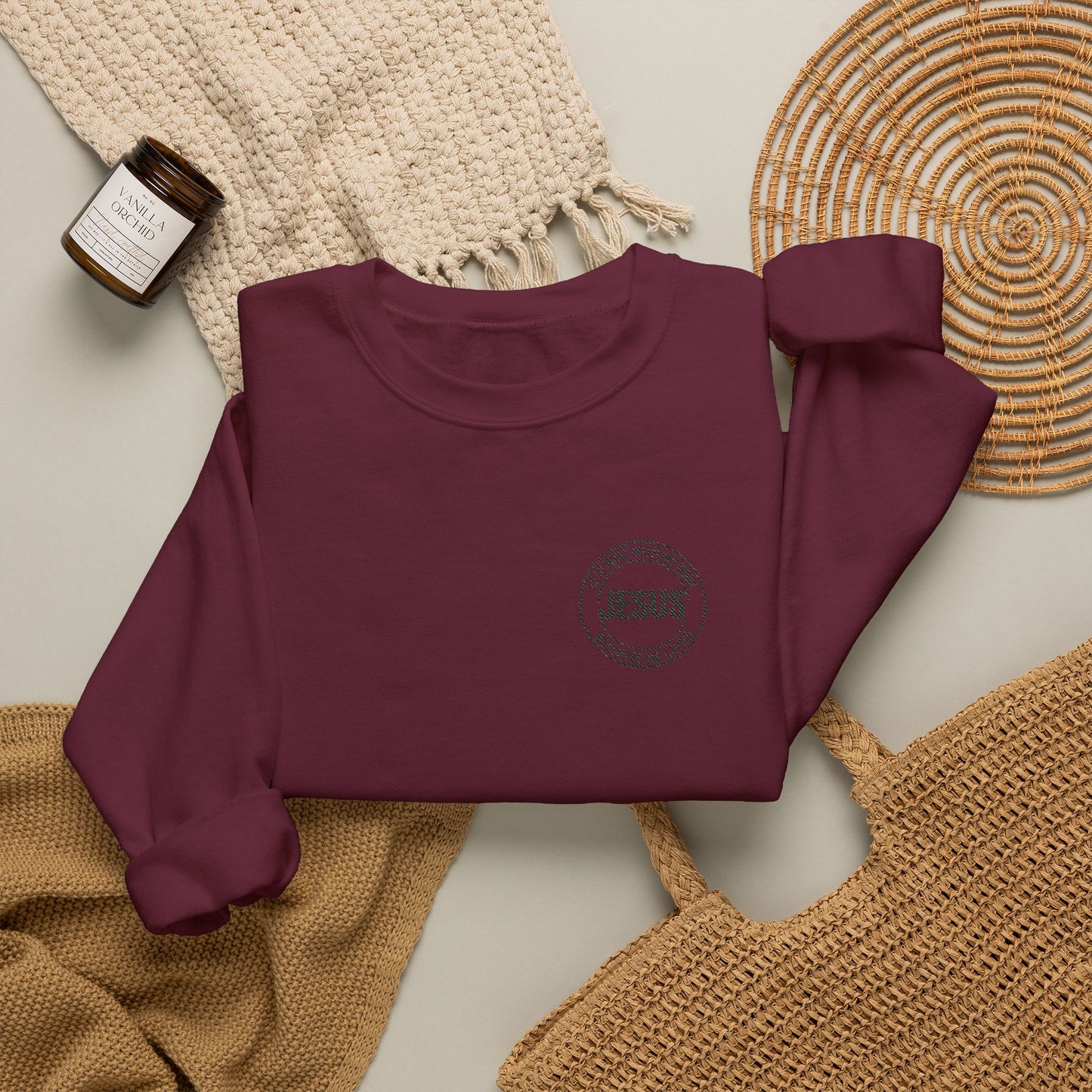 Embroidered "It is well with my soul" quiet statement of faith emblem sweatshirt