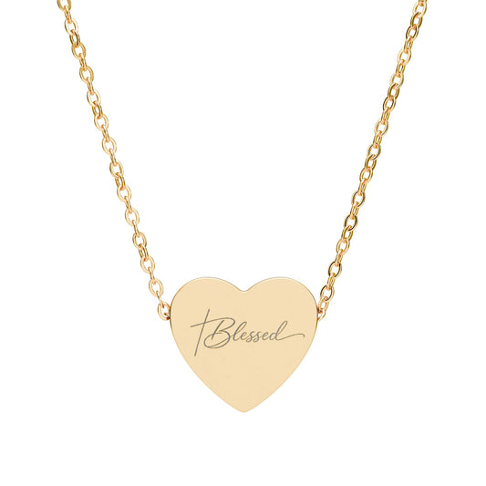 Engraved 'Blessed' Heart Necklace