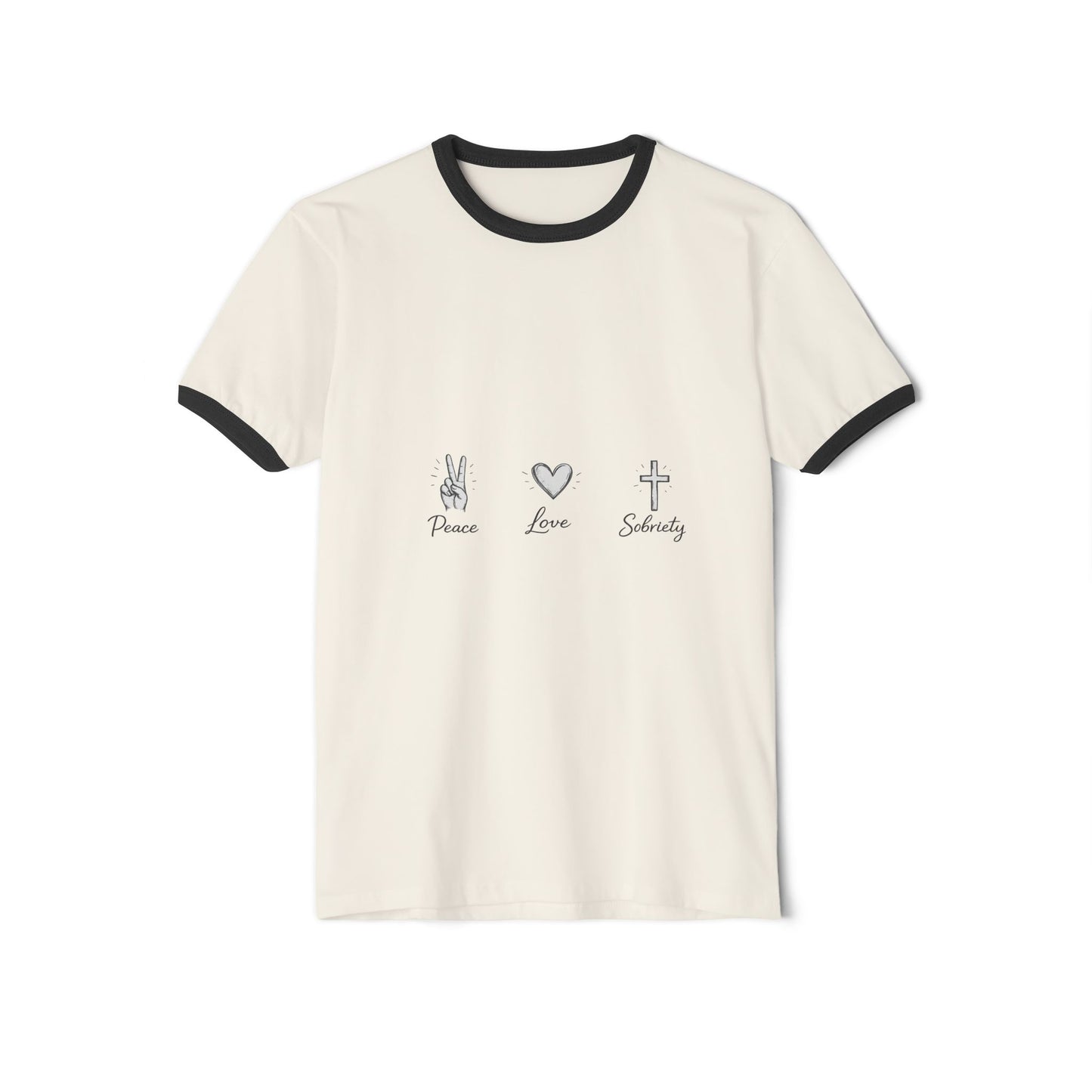Peace Love Sobriety Ringer Tee