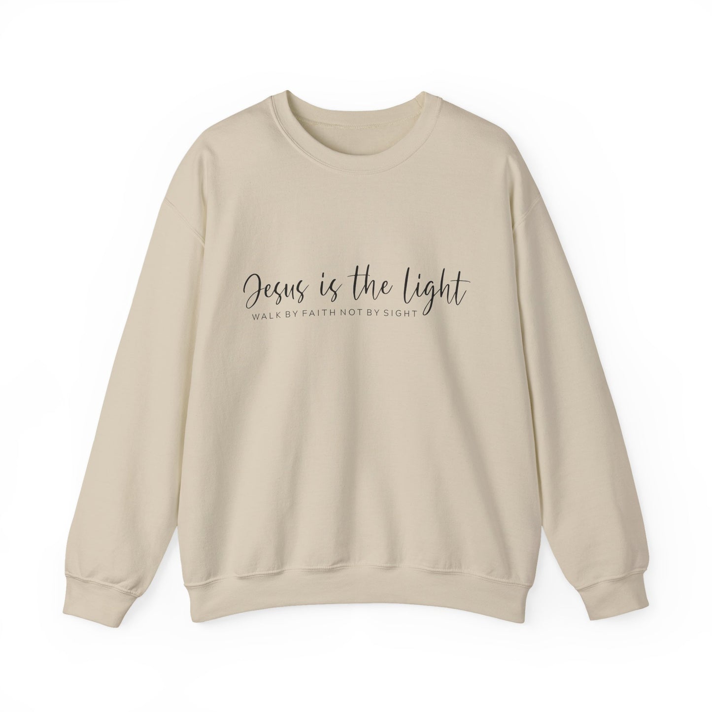 "Jesus Is the Light" Crewneck Sweatshirt — Minimal Christian Faith Pullover