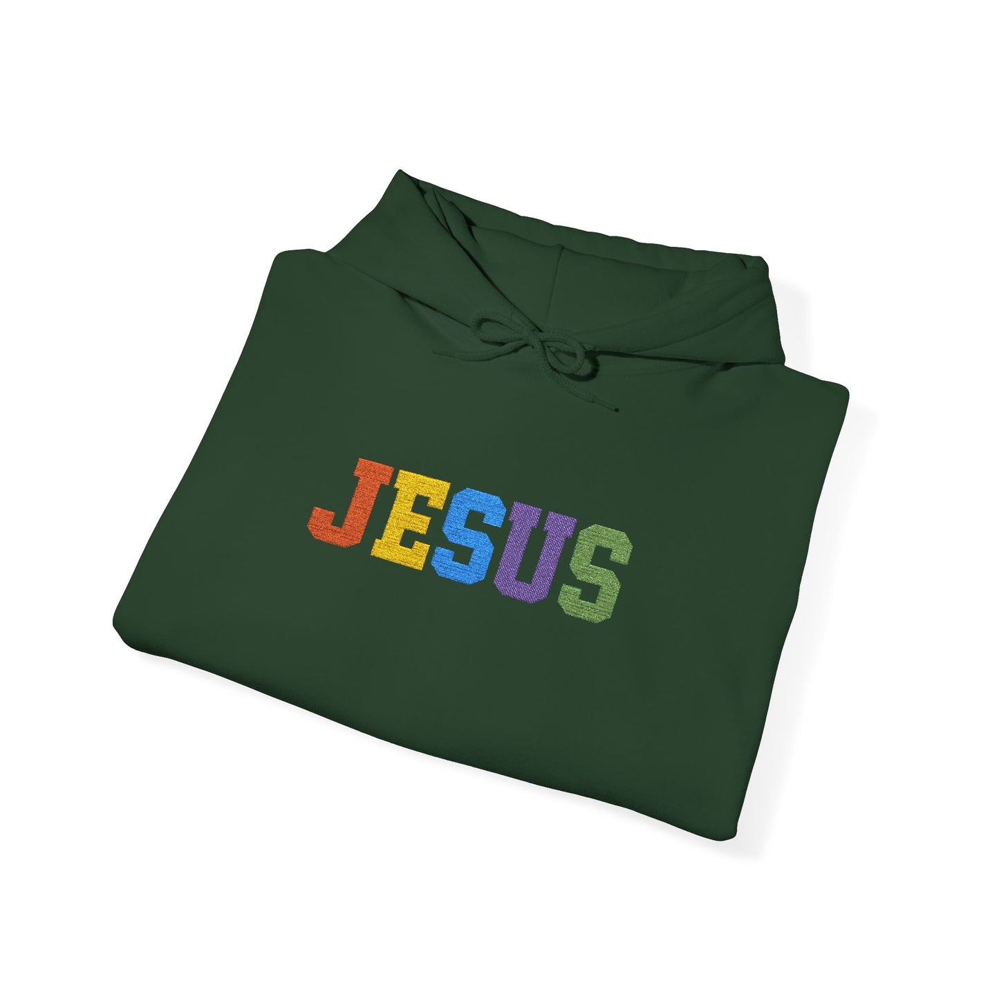 Embroidered Faith-Inspired “JESUS” Pullover Hoodie for Everyday Comfort