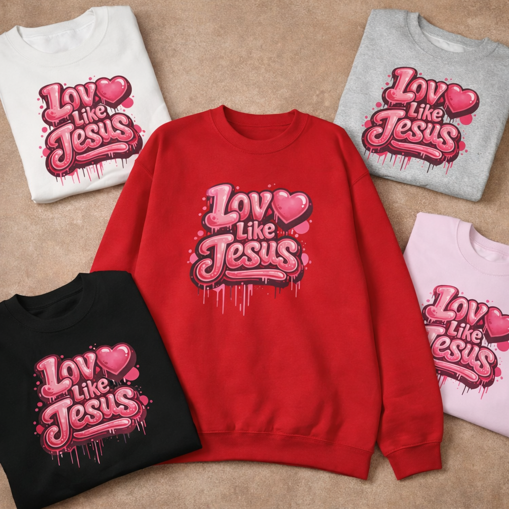 "Love Like Jesus" retro front graphic Crewneck Sweatshirt