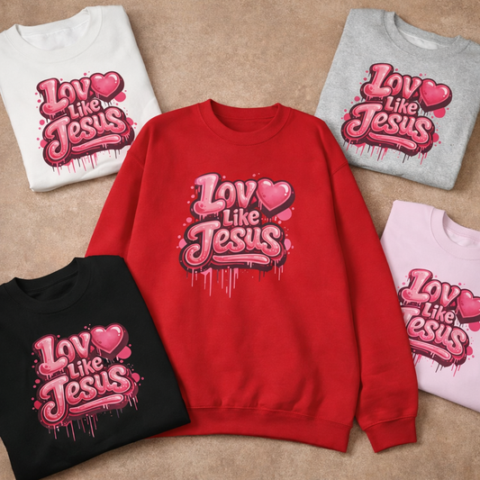 "Love Like Jesus" retro front graphic Crewneck Sweatshirt