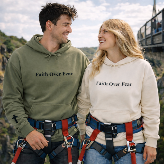 Faith Over Fear Hoodie — Minimal Christian Cross Pullover