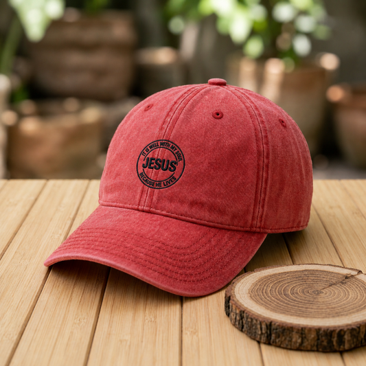 Jesus Vintage Embroidered Cap — Washed Red Baseball Hat