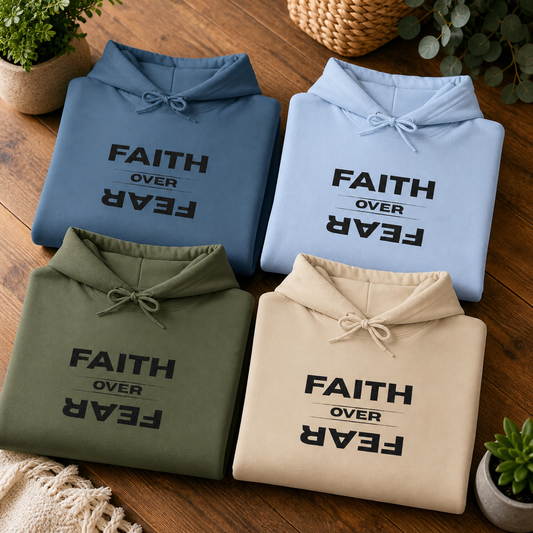 Embroidered "Faith Over Fear" Hoodie — Classic Hooded Sweatshirt