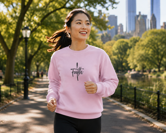 Embroidered Faith Crewneck Sweatshirt — Minimal Christian Pullover