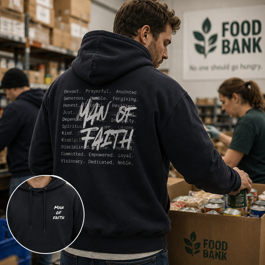 Man of Faith Hoodie — Inspirational Christian Script Pullover