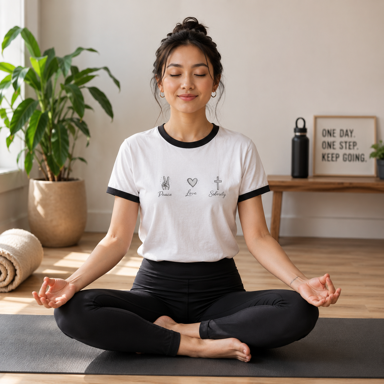 Peace Love Sobriety Ringer Tee
