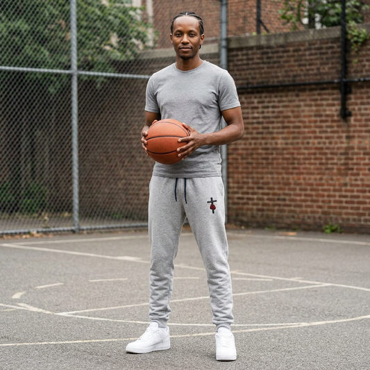 Train for the Battle Embroidery Joggers — Cross & Boxing Gloves Motivational Gym Sweatpants