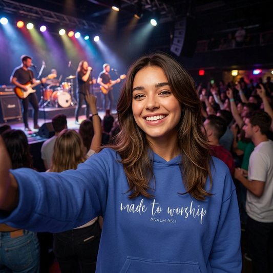 "Made to Worship" Hoodie — 'Made to Worship' Psalms 95:1 Christian Hoodie
