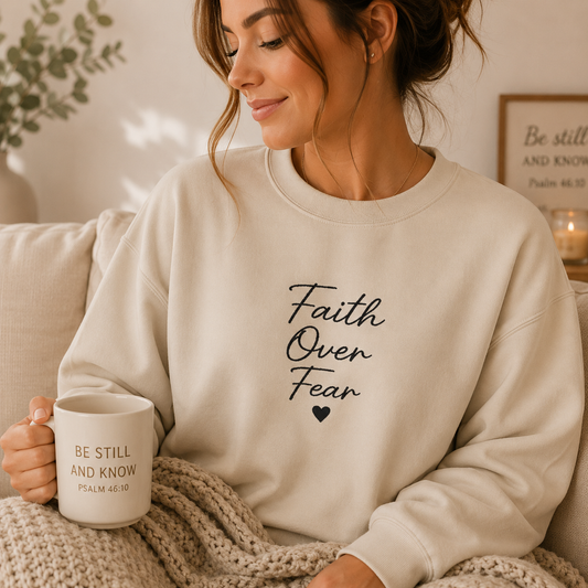 Embroidered "Faith Over Fear" Quietly Confident Christian Testimony