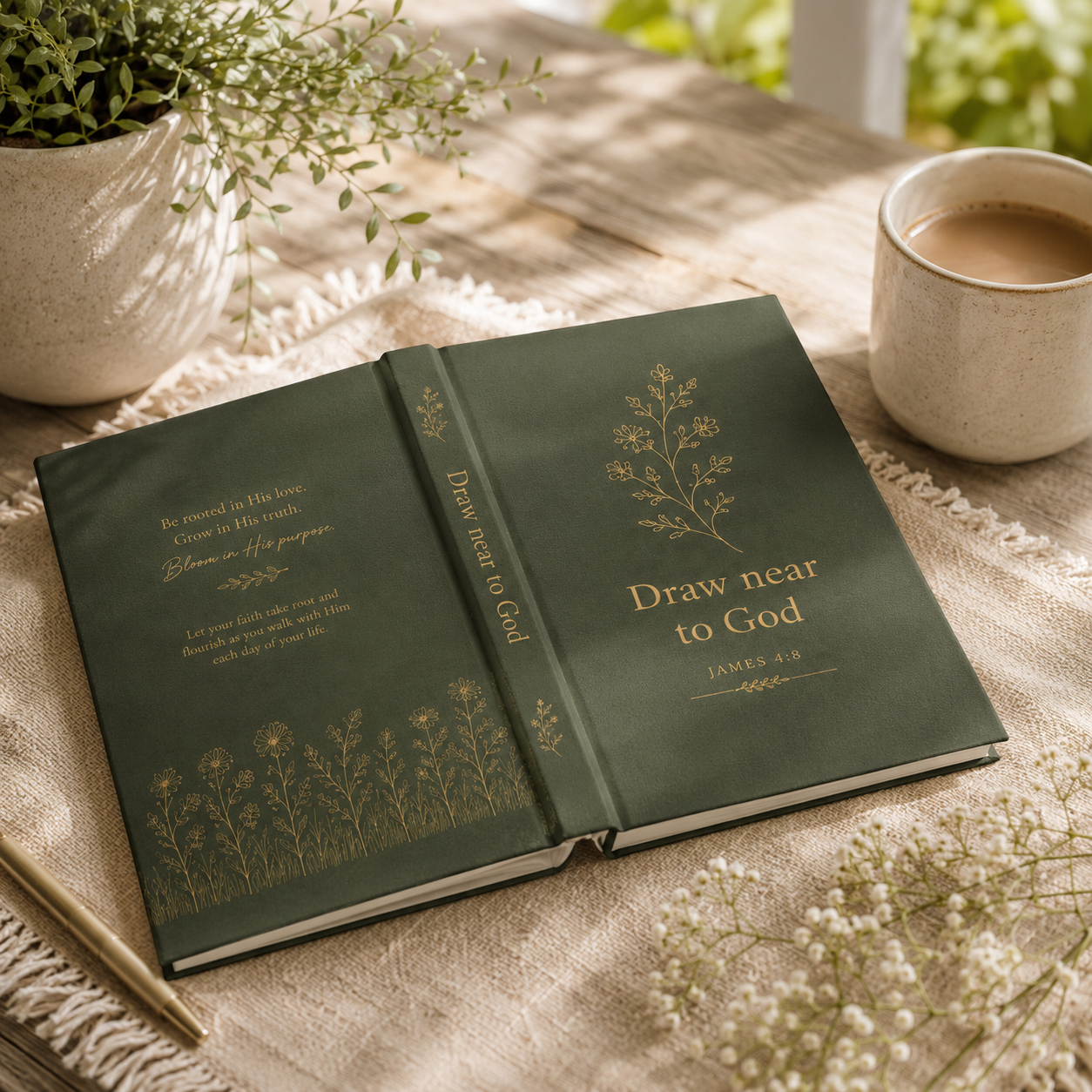 Journal — "Be Rooted in His Love, Grow in His Truth, Draw Near to God" (Hardcover)
