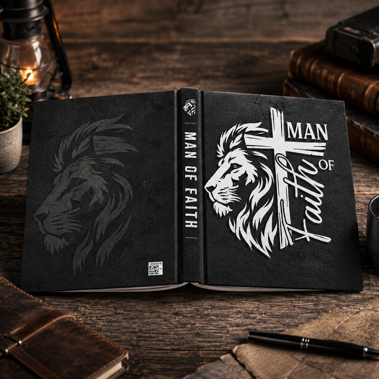 Faithful Lion Hardcover Journal — "Man of Faith" Christian Notebook