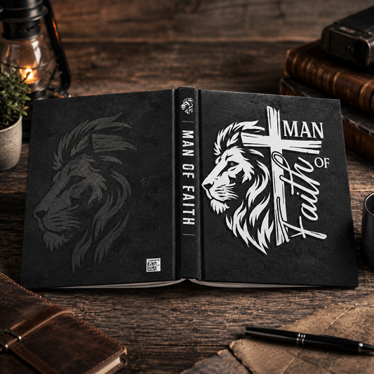 Faithful Lion Hardcover Journal — "Man of Faith" Christian Notebook