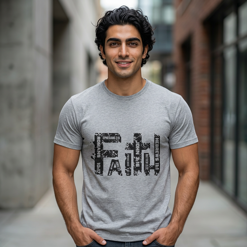Faith Cross T-Shirt — Christian Scripture Graphic Tee (Ephesians 2:8)