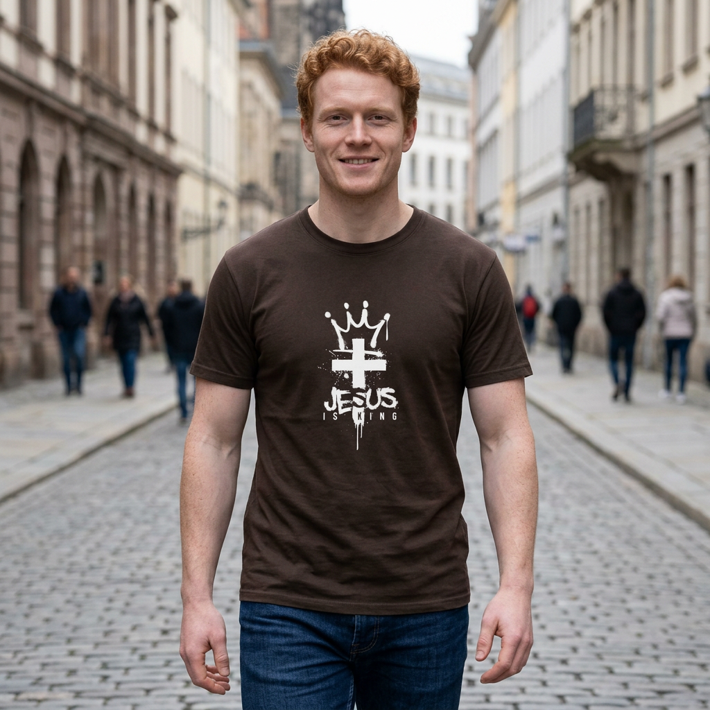 Jesus King T-Shirt — Crowned Cross Faith Graphic Tee