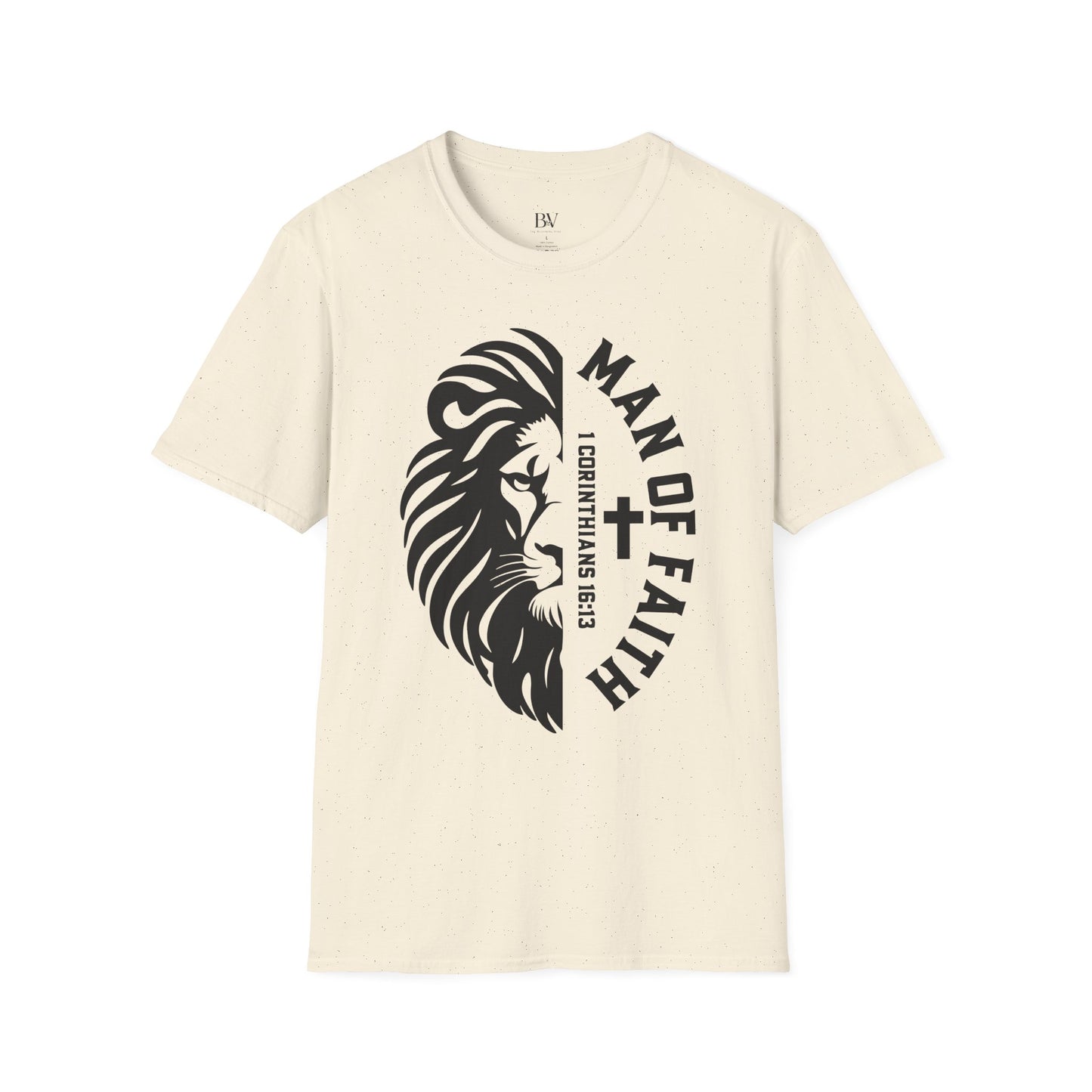 "Man of Faith" Lion T-Shirt — Christian Faith Tee (1 Corinthians 16:13)
