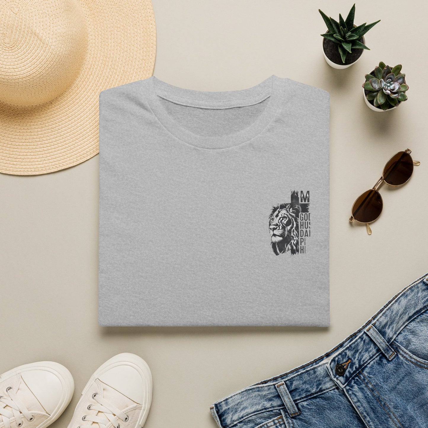 Lion Portrait Pocket T-Shirt — Minimalist Animal Graphic Tee
