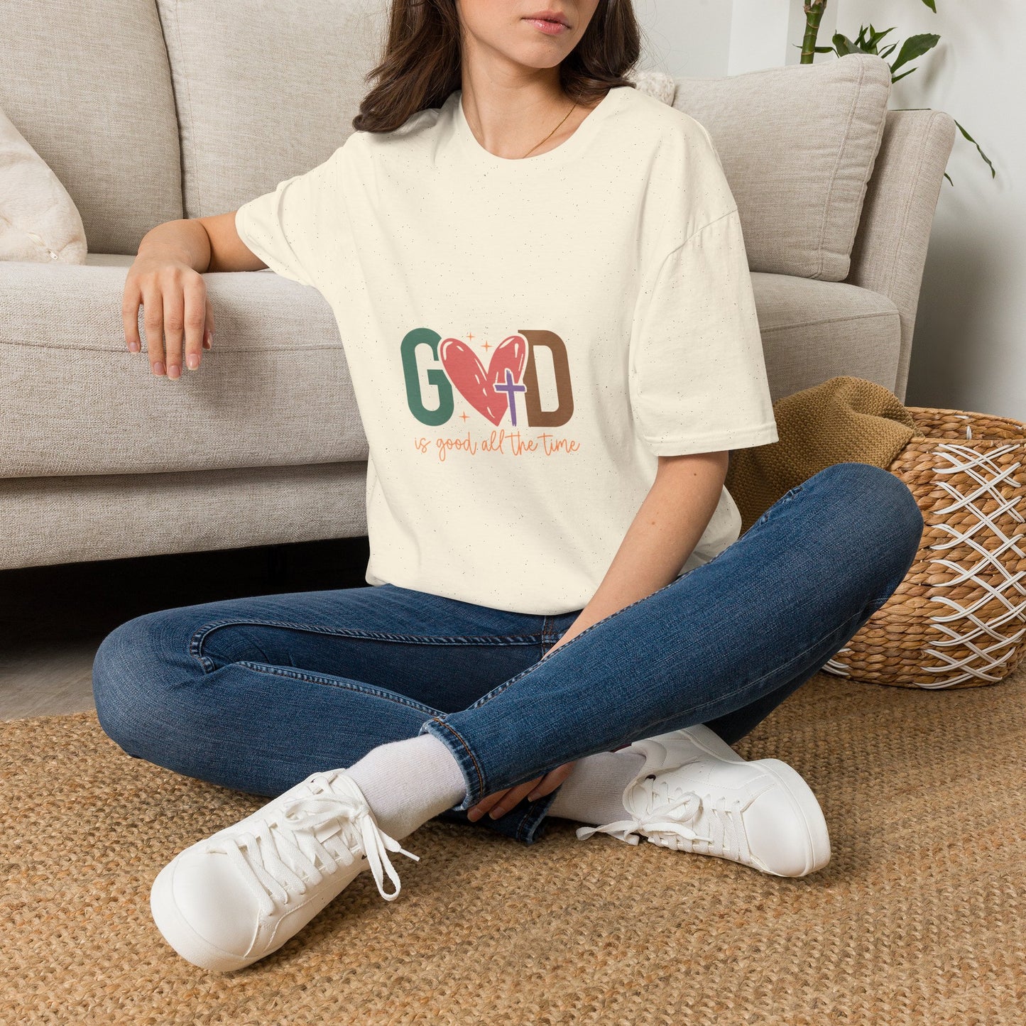 God With Heart Cross T-Shirt — Faith-Based Inspirational Tee