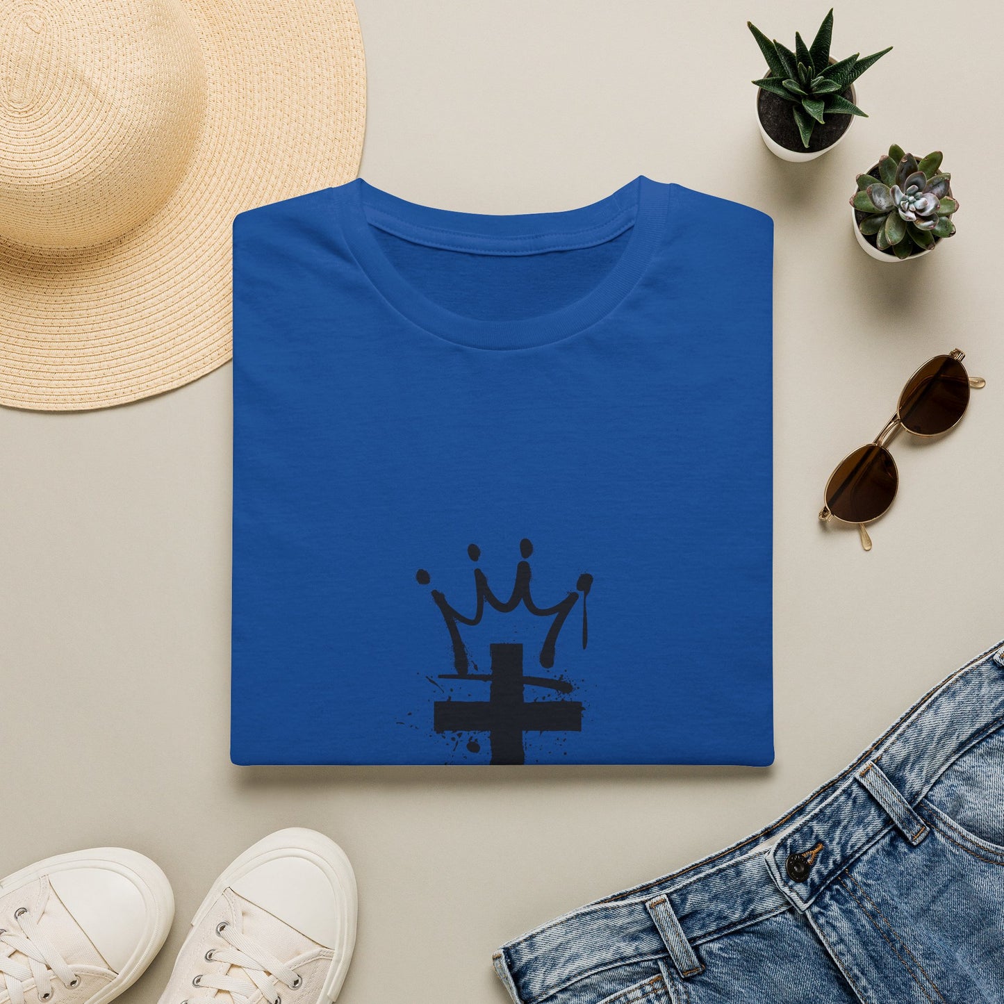 Jesus King T-Shirt — Crowned Cross Faith Graphic Tee