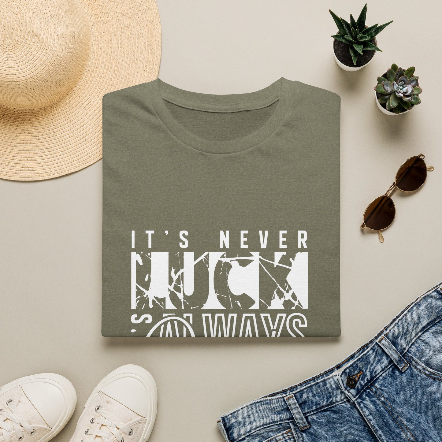 "It's Never Luck, It's Always God" Inspirational Graphic Tee
